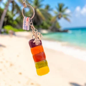 Porte Clés Verre orange dégradé Fait main