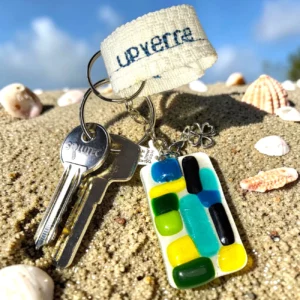 Porte-clés original verre géométrique coloré fait main France
