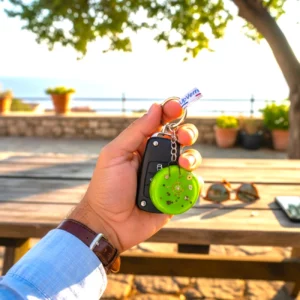 Porte clé verre fusing mécano vert Porte clé verre fusing mécano vert