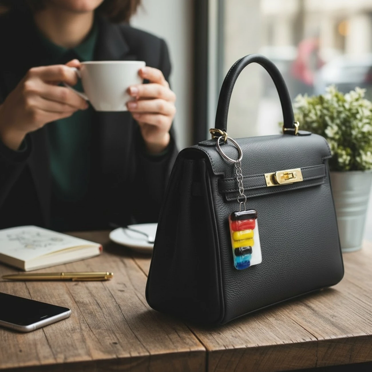 bijou de sac verre fusionné arc-en-ciel asymétrique artisanal France
