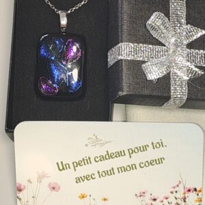 pendentif verre dichroïque bleu violet