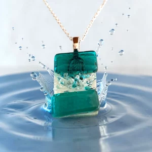Pendentif Verre Bleu Turquoise Art Déco