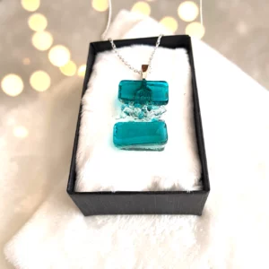 Pendentif Verre Bleu Turquoise Art Déco