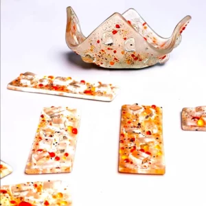 Porte couteaux en verre Lot de 6 et Bougeoir assorti