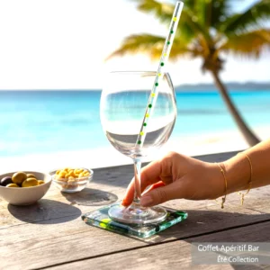 Coffret Apéritif Bar Vert en verre fusionné