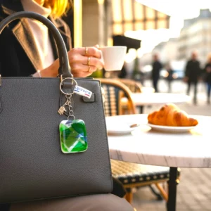 Porte clés artisanal vert Porte clés - Bijou de sac artisanal vert