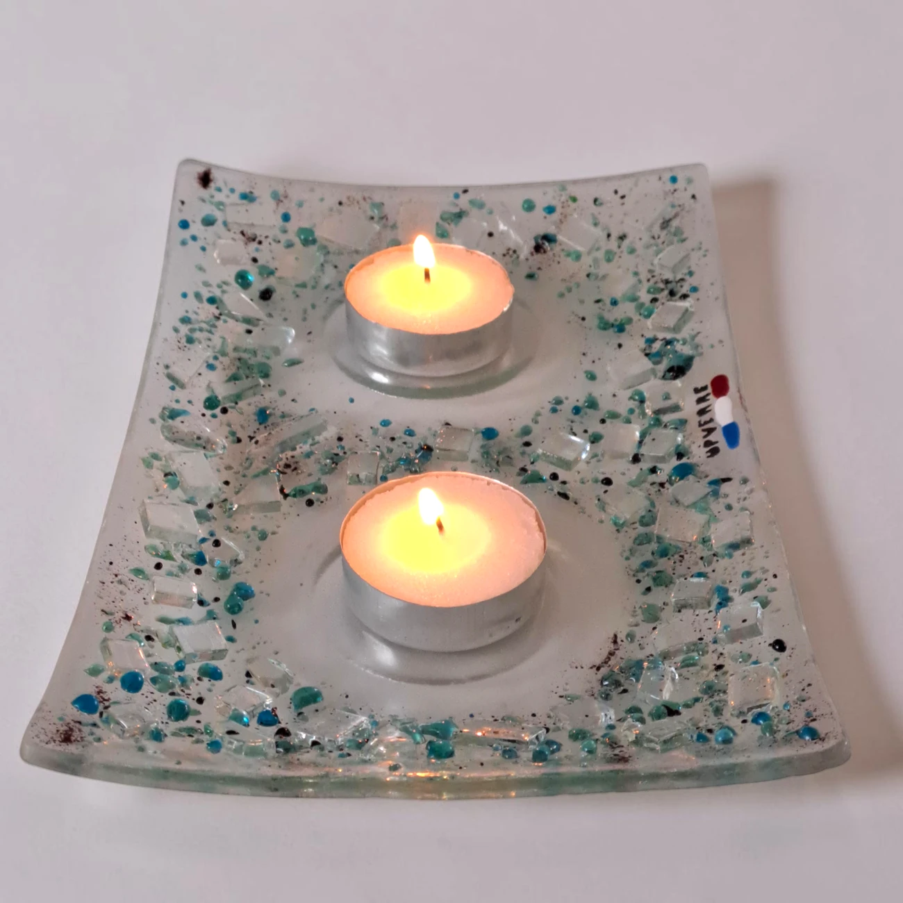 Bougeoir en verre coloré Bleu - Ligne Eclat