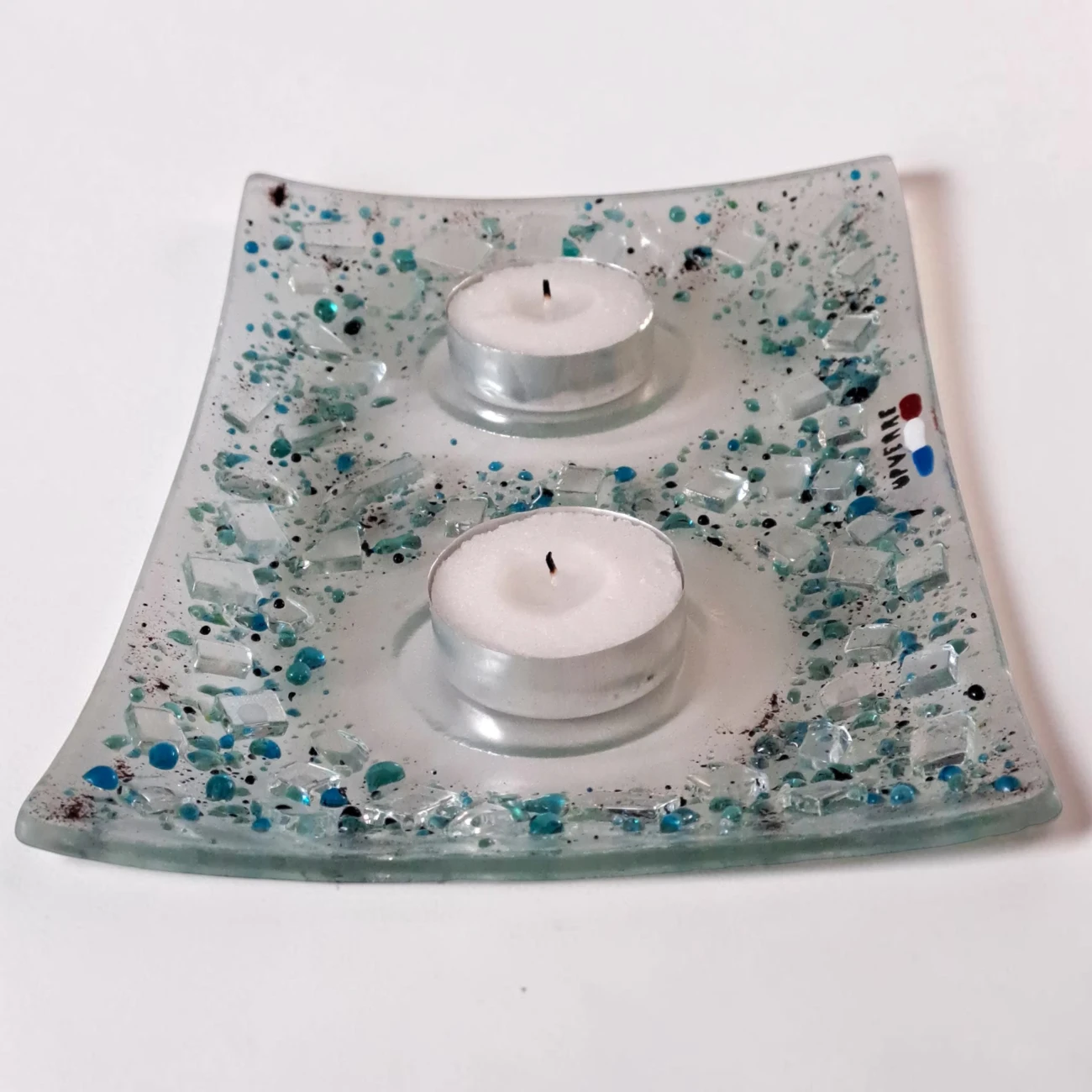 Bougeoir en verre coloré Bleu - Ligne Eclat