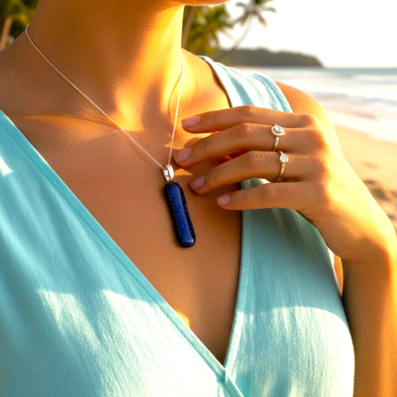 Pendentif Verre Dichroïque Violet - Fait Main France