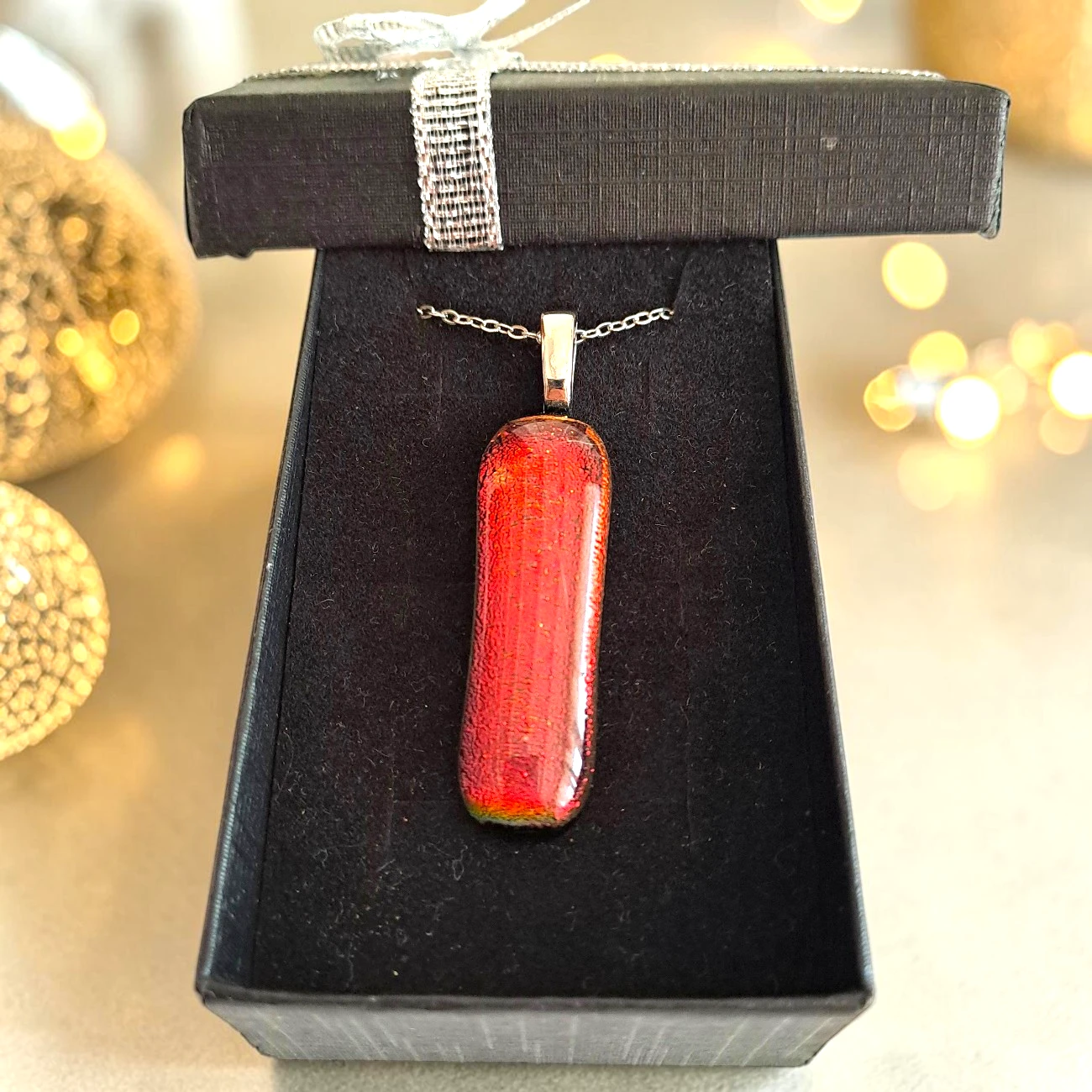 Pendentif Verre Dichroïque Orange
