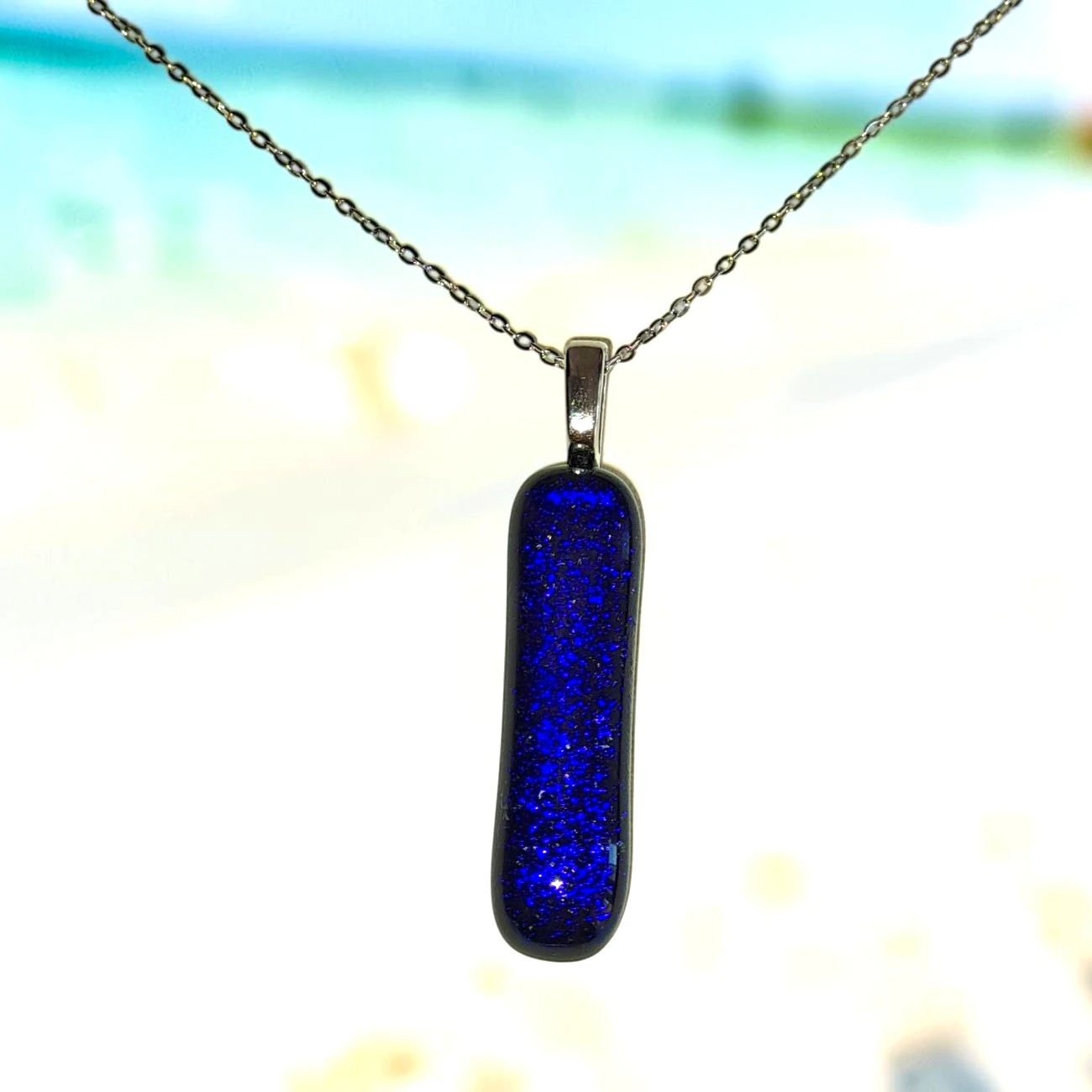 Pendentif Verre Dichroïque Violet - Fait Main France