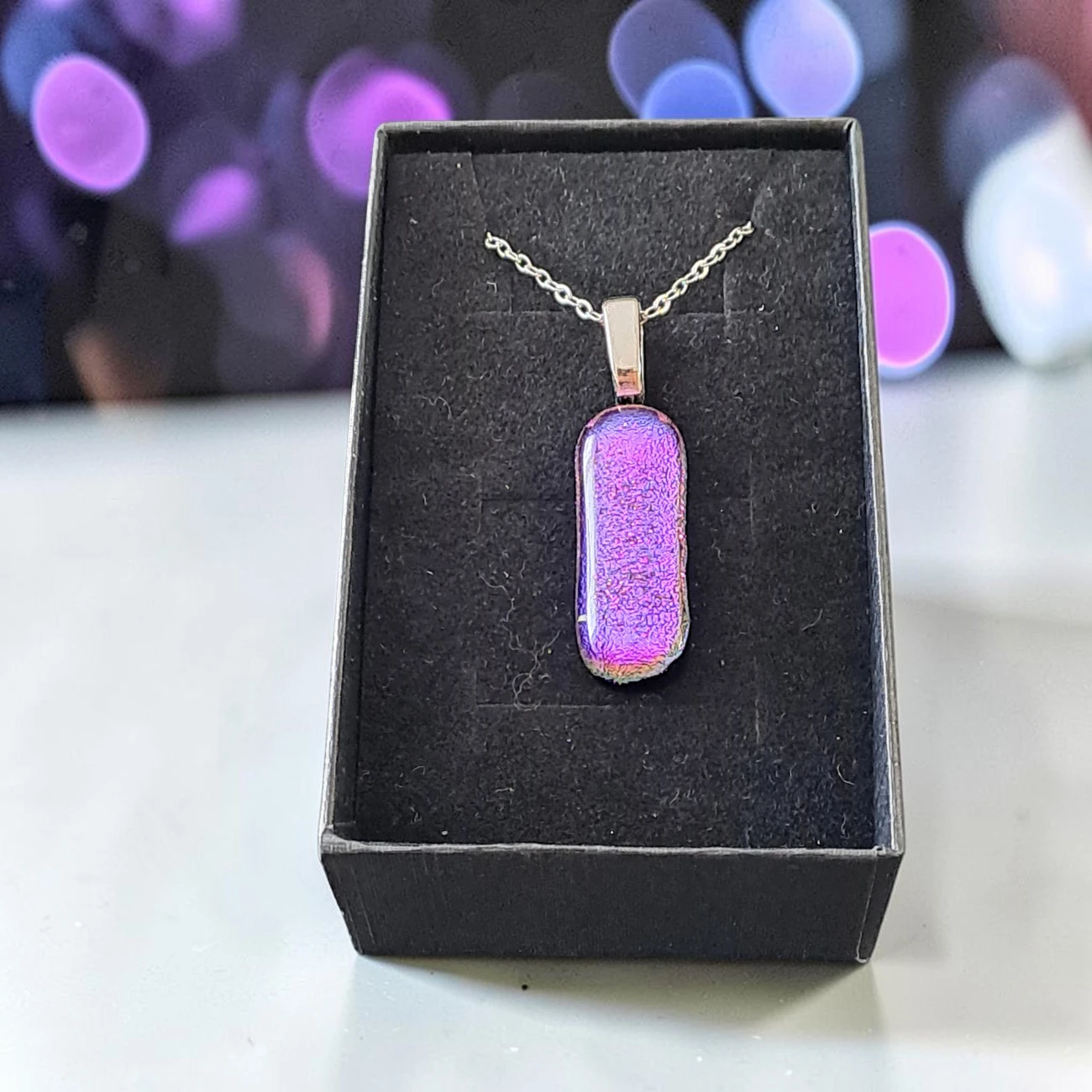 Pendentif Verre Dichroïque Violet - Fait main France