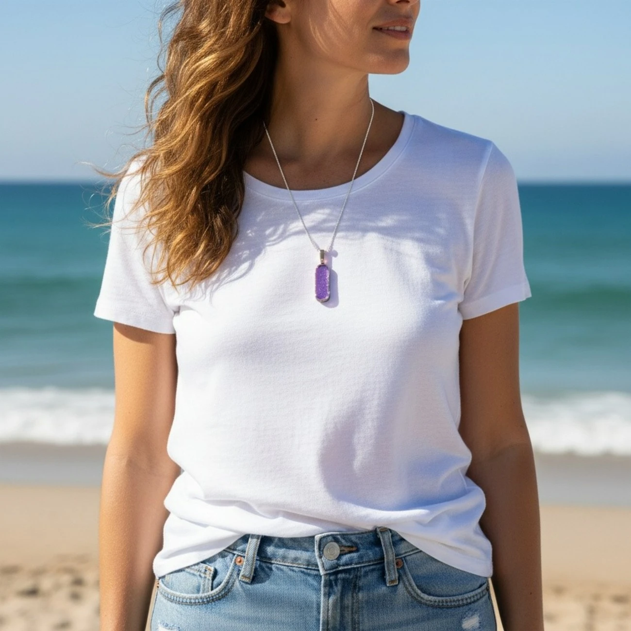 Pendentif Verre Dichroïque Violet - Fait main France