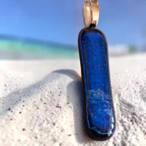 Pendentif en verre dichroïque Bleu - Artisanal France