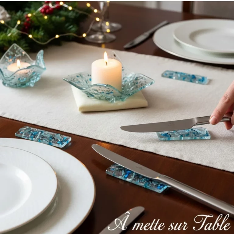 Porte couteaux Lot de 6 et un bougeoir en verre assorti