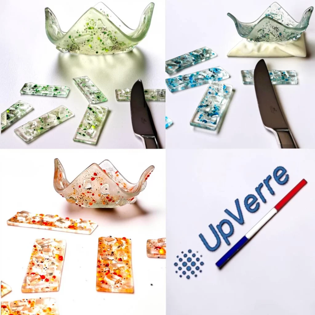 Porte couteaux en verre Lot de 6 et Bougeoir assorti